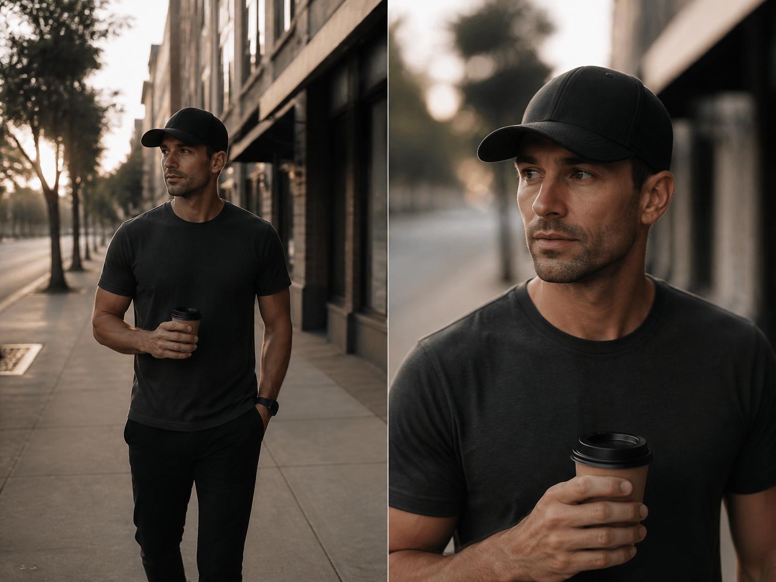 Wearing the FORM Studio cap on a quiet city morning